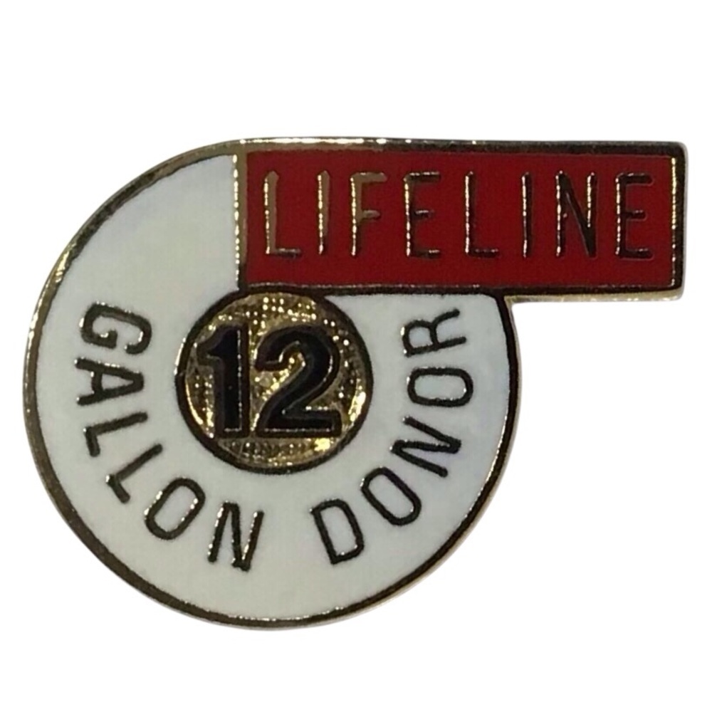 Pin Lifeline 12 Gallon Donor Enamel White Red Tac Brooch Lapel Hat Bag Jewelry